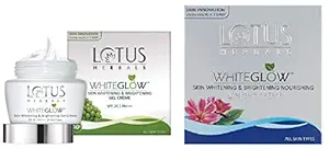 Lotus Herbals Whiteglow Skin Whitening And Brightening Gel Cream, SPF-25, 40g And Lotus Herbals White Glow Skin Whitening And Brightening Nourishing Night Creme, 60g