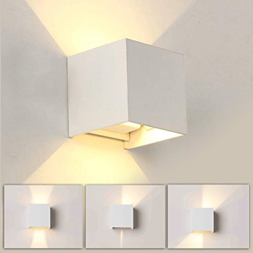 7W Led Applique da parete Moderno in Alluminio,Lampada da parete Angolo Su e Giù Regolabile design,Impermeabile IP65,luce calda da parete a LED per soggiorno,camera da letto,percorso,scale (Bianco)