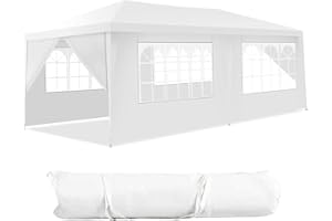 RELAX4LIFE Tonnelle de Jardin Extérieur 3x6 M avec 6 Parois Amovibles, Barnum 3x6 en PE Imperméable, Sac de Transport, Protection Solaire, Montage Facile, pour Marché Fête