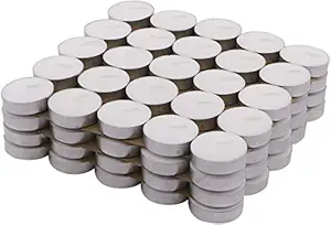 Amazon Brand - Gifts by AGNO Tealight Branded Diwali Diya Unscented Wax Tealights Candles Smokeless Burning time Approx 3-4 Hour, 100 Candles Set, Pack of 1 100 Tea Lights White Colour