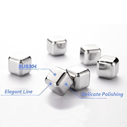 SeeWonder Whisky Steine Ice Cubes Set | 8 Wiederverwendbare Edelstahl Eiswürfel | 8er Set Whiskey Rocks Stones - 6