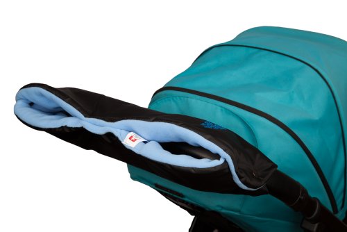 Deluxe Baby Pushchair/Pram/Stroller Hand Warmer Muff - Black / Baby Blue