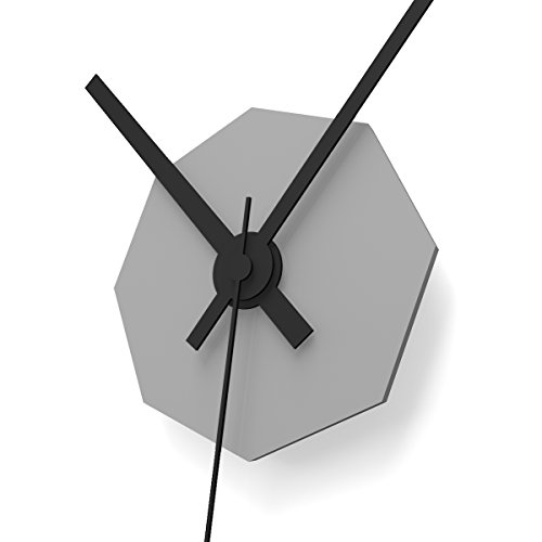 Wandkings Wanduhr SOLO CLOCK „Achteck“ mit Uhrwerk & Uhrzeigern – in 13 Farben erhältlich (Farbe: Uhr=Grau glänzend, Zeiger=Schwarz) - 2
