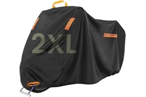 MidingChai Bache Moto XXL, 420D Bache de Protection Exterieur Imperméable, Housse Moto avec Trou de Chaine Antivol, Protection Contre Poussière Pluie Neige UV, pour Motos/Scooters (245×105×125 cm)