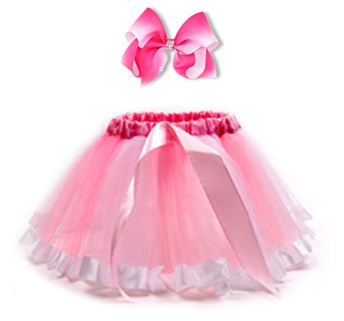 AALEAD Alead Costume da Ballo a Strati di Danza a Strati con Gonna Arcobaleno per Ragazze Vestito con Fiocchi di Capelli Arcobaleno (F, ?)