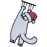 3D Baskı Kırmızı Noel Şapkalı Beyaz Tırmanan Kedi Kitap Ayracı - 7 Adet
