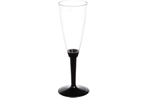 POLOPLAST PZ 100 CALICE FLUTE BASE NERA BLACK CHAMPAGNE BICCHIERI PROSECCO TRASPARENTI HAPPY HOUR APERITIVO APERICENA USA E GETTA