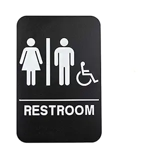 SIGNOOGLE Restroom Toilet Washroom Acrylic Lamination Sign Board Signage Board Signboard for Office Door Black White (6 Inch x 9 inch) Pack of 2
