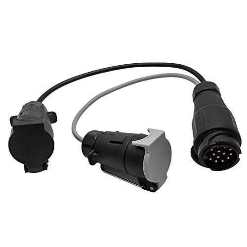 Sunwan Anhängersteckdose 13 auf 7 Pin N & S Euro-Steckdose PKW Anhänger LKW Anhängerkupplung Adapter Konverter 12 V wasserdicht Anhängerstecker schwarz - 3,13 auf 7 Pin Anhängerkupplung