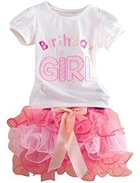 Le SSara Kleine Mädchen alles Gute zum Geburtstag Stickerei T-Shirt & Cake Layered Rock