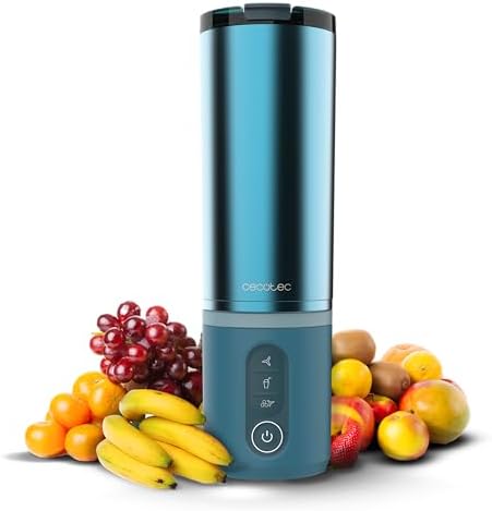 Cecotec Frullatore Portatile Power Titanium Shake2Go Lagoon Steel. 180W, Bicchiere Metallo 600ml Senza BPA, 3 Programmi Automatici, Ricarica USB-C, Goditi le Tue Bevande Fredde Molto più a Lungo Ora