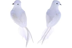 POFET 2 szt. sztuczne pióro piankowe białe ptaki dekoracyjne sztuczne gołębie ptak do samodzielnego wykonania ozdoby domu ogród ślub wystrój