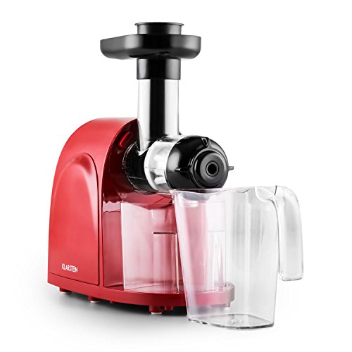 Klarstein Entsafter Saftpresse Slow Juicer (150W, 80 U/min, Auffangbehälter, Presswerk, Stopf-Stößel, Reinigungsbürste, große Einfüllöffnung) rot-schwarz - 2