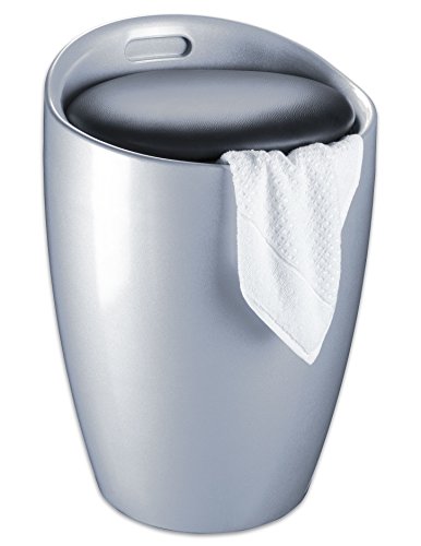 Wenko 21772100 Hocker Candy Badhocker, mit abnehmbarem Wäschesack, Kunststoff – ABS, 36 x 50,5 x 36 cm, Silber - 2