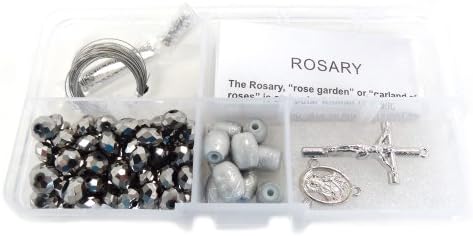 Linpeng International Various Crystal and Pearl Rosary Bead Kit - Silver/Gray Barrel Beads