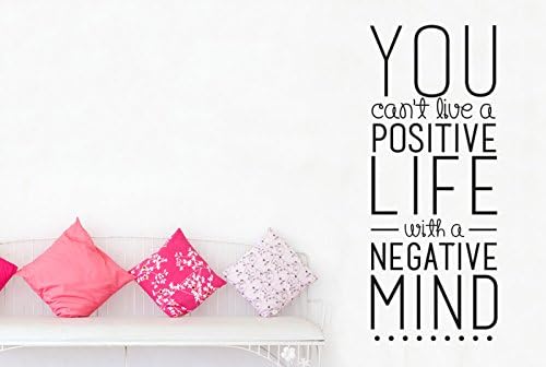 You Cant Live A Positive Life With A Negative Mind Wall Stickers Art Decals - Large (Height 115cm x Width 46cm) Black