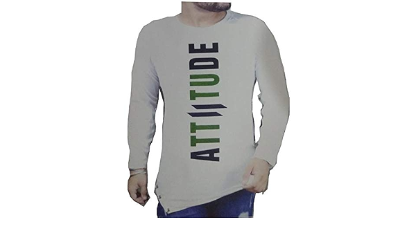 Fish Cut White Attitude Cotton T-Shirt 