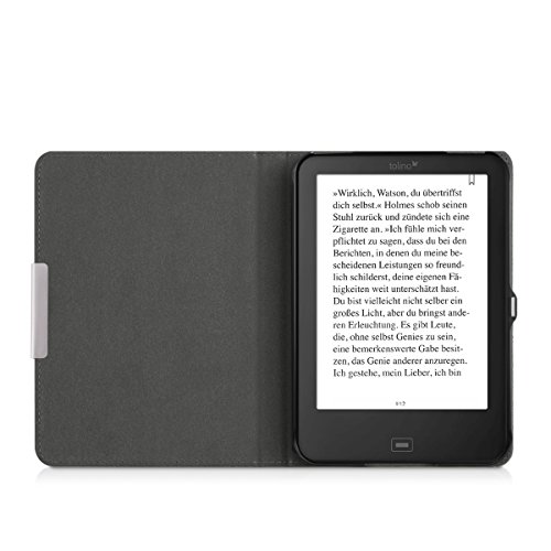 kwmobile Hülle für Tolino Shine 2 HD – Flipcover Case eReader Schutzhülle – Bookstyle Klapphülle Schmetterlinge Blätter Design Grün Weiß - 8