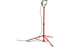 ‎STEINBOCK Steinbock LED-Arbeitsleuchte PROwork inkl. Stativ | 50 W | 4.200 lm | 182 cm hoch | rot/schwarz | inkl. 3 m Stromkabel |einklappbar | höhenverstellbar | Gestell aus Aluminium | leicht und kompakt