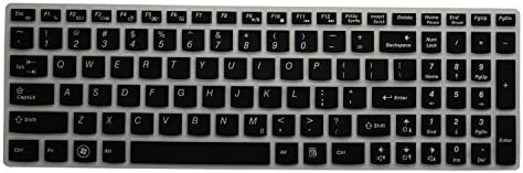 Saco Keyboard Protector Silicone Skin Cover for Lenovo G50-45 80E300FSIN 15.6 inch Laptop - Black with Clear