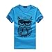 Produktbild Herren T-shirt Tops,Dasongff Junge Männer Sommer Sweatshirt Pullover Slim Fit Printing Owl Tees Shirt Kurzarm Rundhals T-shirt Blusen Tops (2XL, Blau)