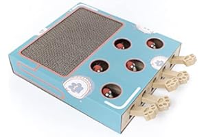 Lazyspace 3 in 1 Cat Scratcher Durable Scratching Boards Cat Scratchers Cat Enrichment Toy Interactive Grind Claw Rest Play Boredom Relief Whack A Mole Cat Toy with Cat Scratching Pad 5 Holes