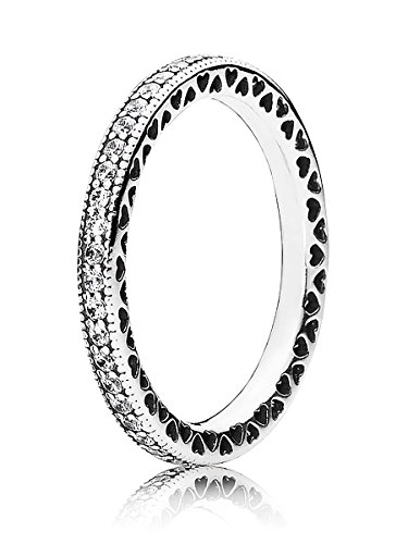 Pandora Damen-Ring Unendliche Herzen 925 Silber Zirkonia transparent – 190963CZ