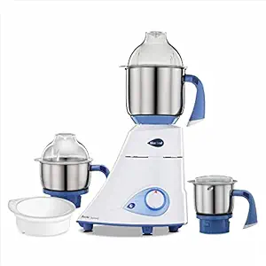 Preethi Blue Leaf Diamond 750-Watt Mixer Grinder with 3 Jars, Blue/White