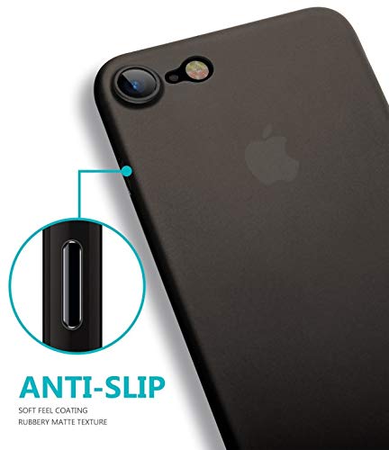 TOZO para iPhone 7 iPhone 8 Funda  0 35mm  Ultrafino   Ajuste perfecto   World s m  s delgado Hard Protect Funda Back Cubrir Bumper   Semi-transparent   Ligero 4 7 inch  Matte Moca negro 