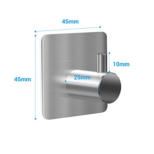 Handtuchhaken 4er, Ohne Bohren Quadratisch Leiste Selbstklebend 3M Eckig für Tür küche Bad Dusche zum kleben, Edelstahl Glänzend Gebürstet, Für Glasduschwand Stange - 8