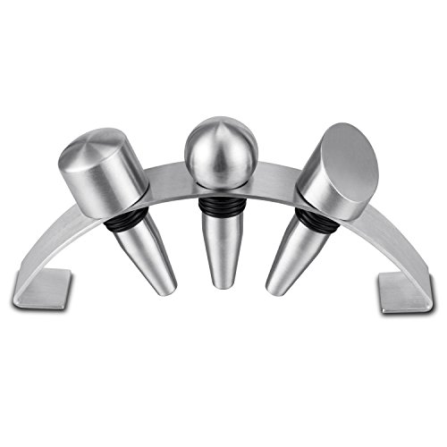 Bytan Weinverschluss Weinflaschenverschluss Edelstahl Flaschenverschluss 3 Stücke Weinstopper Set – Silber - 2