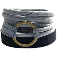 Wickelarmband Letter in schwarz und grau - breites Stoffarmband mit Ring oder Herz - onesize - Armband zum Wickeln - stretch