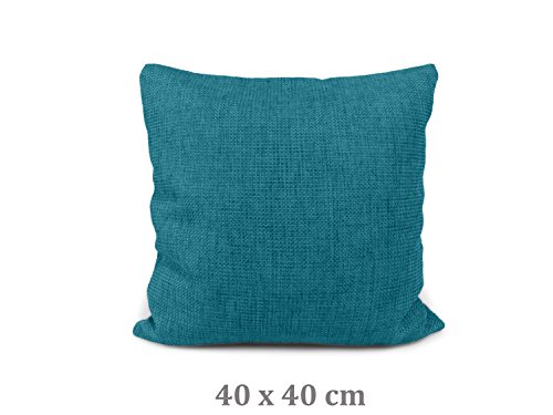 Kissenhüllen in Struktur-Optik – erhältlich in 23 modernen Farben und 3 verschiedenen Größen, Doppelpack Kissenhüllen 40 x 40 cm, petrol - 2