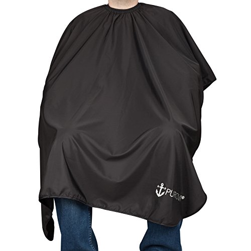 Purovi® Friseurumhang Cape Salon | Wasserabweisend Haarschneideumhang für Friseursalon m. Hakenverschluss | Friseurschere -Zubehör Friseurcape - 4