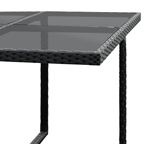 Miadomodo Polyrattan Sitzgruppe Sitzgarnitur Gartenmöbel 9-teilig in der Farbe nach Ihrer Wahl (Schwarz - Sitzkissen: Cremeweiß)