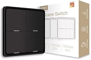 MOES 4 Gang 12 scene ZigBee Interruttore a pulsante, interruttore di scena per automazione intelligente per dispositivi intelligenti Tuya, richiede Tuya ZigBee HUB, batteria gratuita, Nero