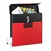 Produktbild Relaxdays Briefkasten Edelstahl, mit Schloss, mit Zeitungsrolle, Din A4, Design Postkasten, HBT: 37 x 37 x 11 cm, rot