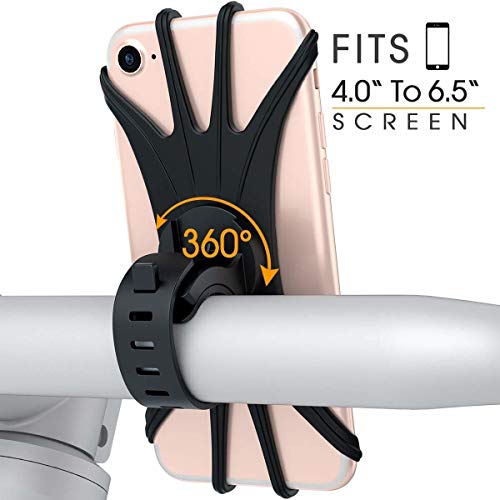HMMJ, Supporto per Telefono Cellulare da Bicicletta, in Silicone, Rotazione a 360°, per iPhone X/8/8 Plus/7/7 Plus/6S Plus, Samsung Galaxy S8 e Tutti Gli Smartphone da 3,5 a 6,5 Pollici