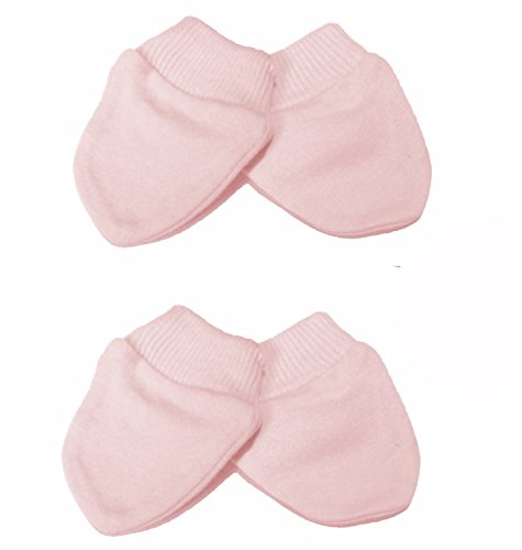 PREMATURE 2 Pairs of Scratch Mitts/Mittens - 100% Cotton Pink