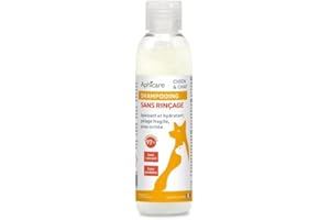 APHICARE - Shampooing Doux sans rinçage - Chien et Chat - Apaisant et hydratant - Pelage Fragile - Peau irritée - 97 % d’Origine Naturelle - 200 ML - Fabrication française