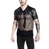 Escena aplicable: deportes JHHXW Camiseta Casual Sports Cuello en V Costura Europa y América Camiseta de Cuero for Hombre Camiseta de Malla Transpirable for Correr (Size : S)