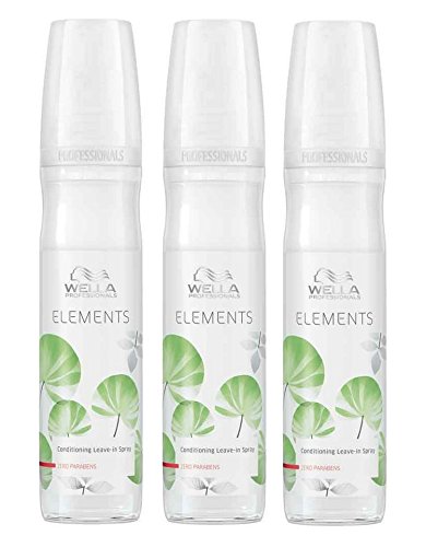 Wella Elements Leave-in Spray 3 x 150 ml Parabenfreier 2-Phasen-Conditioner für trockenes-sprödes Haar Professionals Care