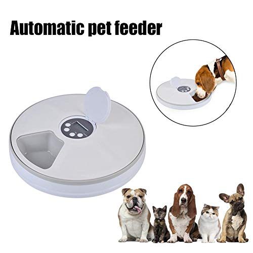 CampHiking Distributeur Automatique de Nourriture pour Chien, Chat, Lapin, Hamster et Petits Animaux, Assiette Creuse et mouillée - Distribution dans 6 Compartiments pour Aliments