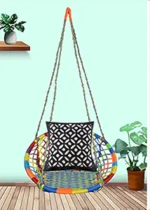 Proniks Cotton Multicolor Swing for Home,Garden,Balcony,Indoor and Outdoor for Adults,Kids,and babywith Hnaging Accessories (Make in India)