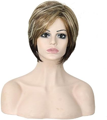 Meydlee Wig Fluffy Fashion Style Natural Looking Hairline Highlights Mixed Silver Ladies Wig