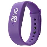 Zolimx Damen Herren Sport Uhr Gummi LED Datum Armband Digital Armbanduhr (Lila)