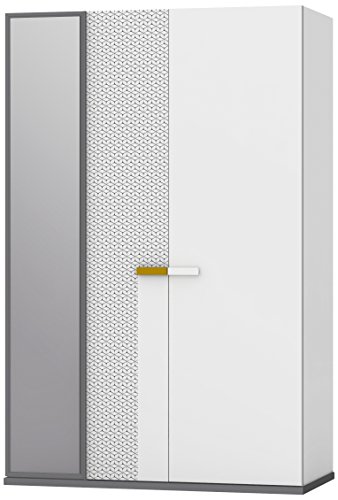 Geo 3-Door Wardrobe with UV Printed, 126 x 196 x 63 cm, White