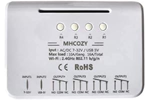 MHCOZY Relè WiFi Ewelink, Modulo temporizzatore autobloccante/temporaneo, camino porta garage Alexa Voice Control (4CH WIFI RF)