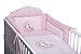 3 Piece Baby Bedding Set (To Fit Cot or Cot Bed) Embroidered - MOON (COT 120 x 60cm, Pink)