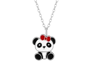 LOVE YOUR CITY Bijoux pour enfants, chaîne avec pendentif petit panda, bijoux animaux cadeaux pour enfants, filles, en argent sterling 925, réglable de 42 à 45 cm, Argent sterling
